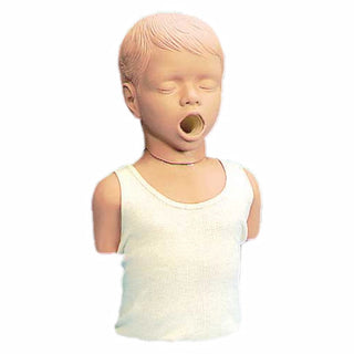 Mannequin child torso with a white tank top on a white background