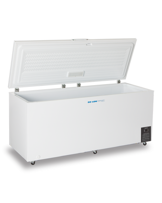 White So-Low CH25-20 Chest Style Freezer to -25ºC, 20 cu.ft. with open lid on a white background
