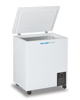 White So-Low CH45-5 Chest Style Freezer to -45ºC, 5 cu.ft. with open lid on a white background
