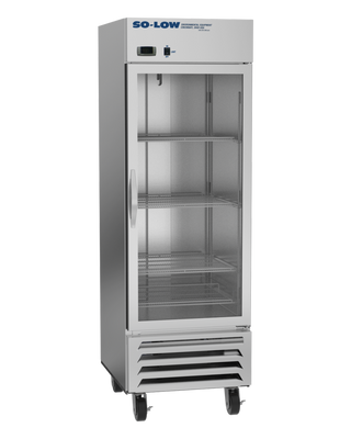 So-Low DH4-23GD-SS Lab and Pharmacy Refrigerator, 2ºC to 8ºC, 23 cu.ft. with glass door on a white background