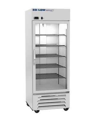 So-Low DH4-27GD Lab and Pharmacy Refrigerator with glass door on a white background