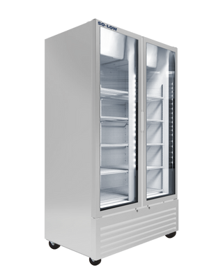 So-Low DH4-38GD Lab and Pharmacy Refrigerator with glass doors on a white background