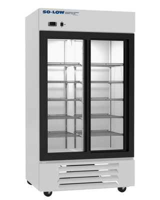 White So-Low DH4-38SGD Lab and Pharmacy Refrigerator with glass doors on a white background
