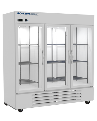 White So-Low DH4-74GD Lab and Pharmacy Refrigerator, 2ºC to 8ºC, 72 cu.ft. with glass doors on a white background