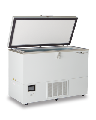 White So-Low VSC40-12 Chest Ultra Low Freezer, 0°C to -40ºC, 12 cu.ft. with open lid on a white background