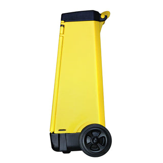 Yellow and black rolling cart on a white background