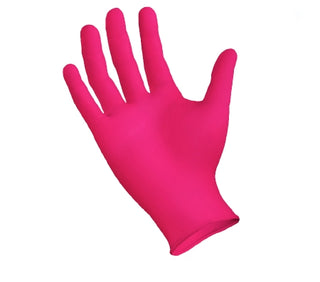 StarMed® Rose 976525_CS, Nitrile Exam Glove, Medium, Standard Cuff, Textured Fingertips,Pink on a white background