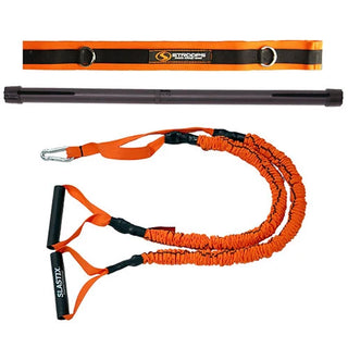 Stroops Resistance 90 portable dual-band resistance training system with Slastix bands, collapsible arm bar, and door anchor options.