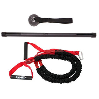 Stroops Resistance 90 portable dual-band resistance training system with Slastix bands, collapsible arm bar, and door anchor options.