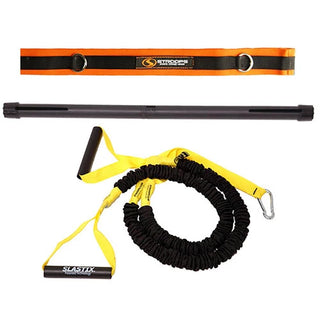 Stroops Resistance 90 portable dual-band resistance training system with Slastix bands, collapsible arm bar, and door anchor options.