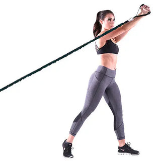A Stroops Slastix 72-inch sleeved resistance band with clips on both ends, available in black or orange and designed for high-resistance strength, speed, power, and full-body training.