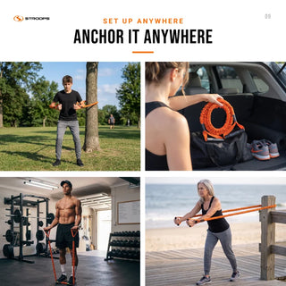Stroops Toner Slastix resistance band sets with dual handles in Black and Orange
