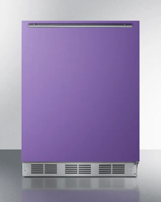 Purple Summit 24" Wide All-Refrigerator, 5.8 cu.ft. with stainless steel base on a white background