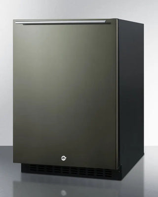 Black Summit 24" Wide Built-In All-Refrigerator with stainless steel finish on a white background