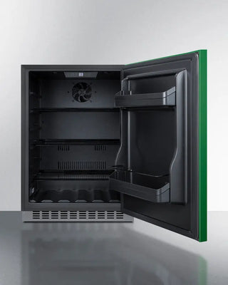 Green Summit 24" Wide Built-In All-Refrigerator with open door on a white background