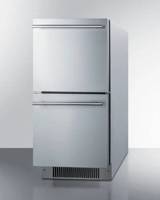 Summit ADRD15 15" Wide 2-Drawer All-Refrigerator with two drawers on a white background
