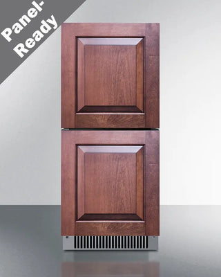 Summit ADRD15PNR 15" Wide 2-Drawer All-Refrigerator with 'Panel-Ready' text on a gray background