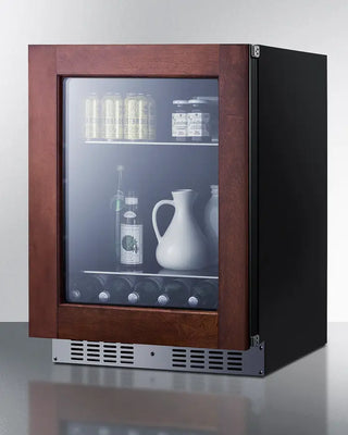 Summit AL57GPNRLHD 24" Wide Built-In Beverage Center with wooden front panel on a white background