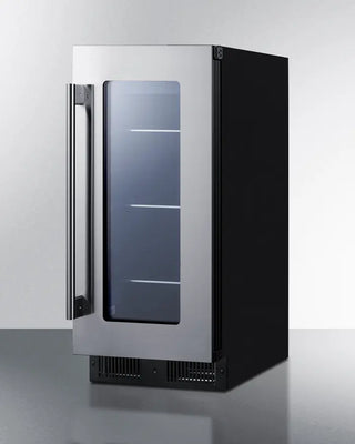 Summit ALBV15 15" Wide Built-In Beverage Center with glass door on a white background