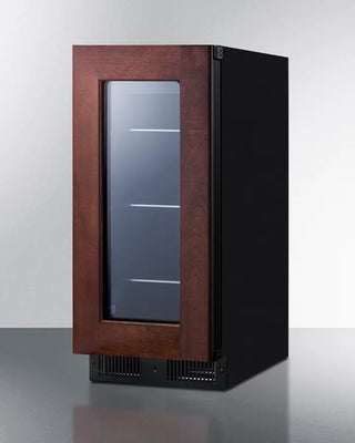 Summit ALBV15PNR 15" Wide Built-In Beverage Center with wooden front panel on a white background