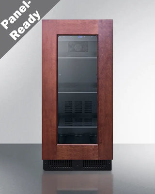 Summit ALBV15PNR 15" Wide Built-In Beverage Center with wooden frame on a gray background