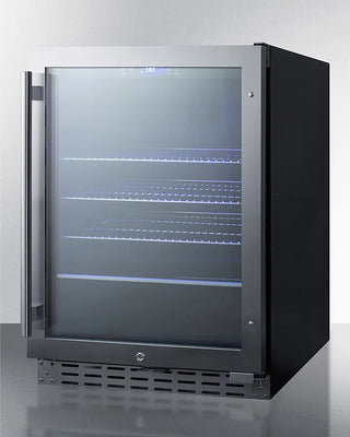 Summit ALBV2466 24" Wide Built-In Beverage Cooler with glass door on a white background