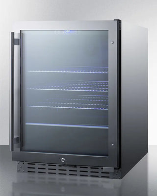 Summit ALBV2466CSS 24" Wide Built-In Beverage Cooler with glass door on a white background