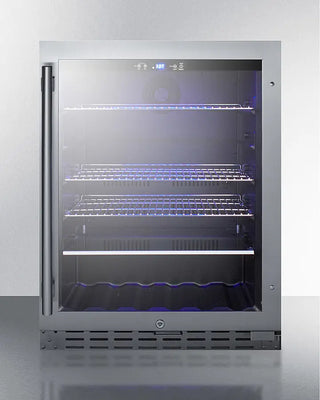Summit ALBV2466CSS 24" Wide Built-In Beverage Cooler with glass door on a white background