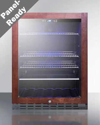 Summit ALBV2466PNR 24" Wide Built-In Beverage Cooler with wooden frame and glass door on a white background