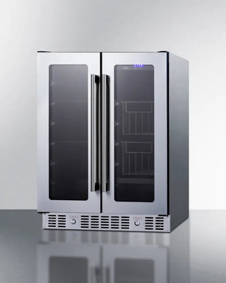 Summit ALFD24WBVCSSPANTRY 24" Built-In Dual-Zone Produce Refrigerator with glass doors on a white background