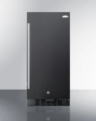 Summit ALR15B 15" Wide Built-In All-Refrigerator with a silver handle on a white background