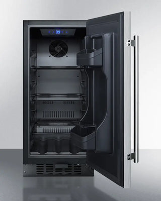 Summit ALR15BCSS 15" Wide Built-In All-Refrigerator with open door on a white background