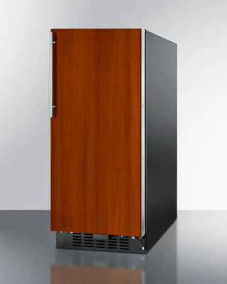 Summit ALR15BIF 15" Wide Built-In All-Refrigerator with wooden front and black sides on a white background