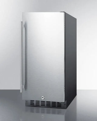 Summit ALR15BSS 15" Wide Built-In All-Refrigerator with black base on a white background