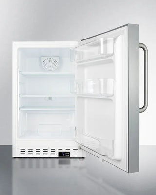 Summit ALR46WCSS 21" Wide Built-In All-Refrigerator with open door on a gray background