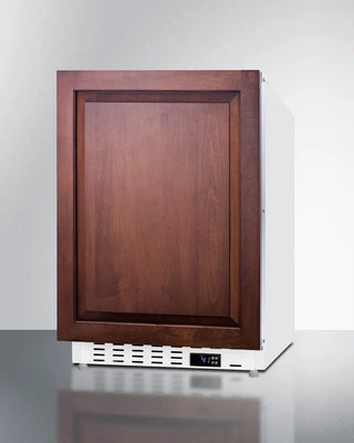 Summit ALR46WIF 21" Wide Built-In All-Refrigerator with wooden door on a white background