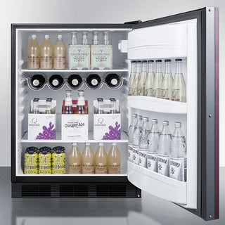 Beverage cooler with various drinks on Summit AR5BIF 24" Wide Built-In All-Refrigerator