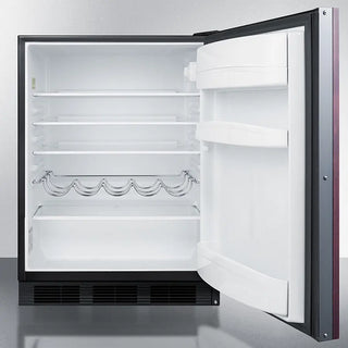 Empty Summit AR5BIF 24" Wide Built-In All-Refrigerator with open door on a white background