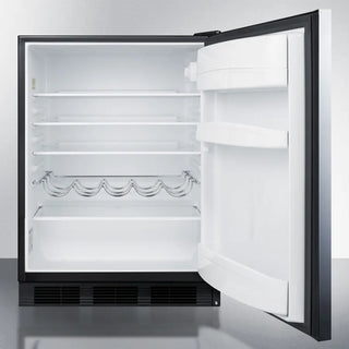 Empty Summit AR5BS 24" Wide Built-In All-Refrigerator with open door on a white background