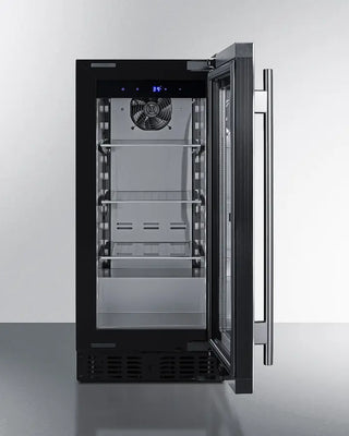 Summit ASDG1521 15" Wide Built-In Beverage Center with glass door on a white background