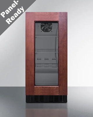 Summit ASDG1521PNR 15" Wide Built-In Beverage Center with wooden front panel on a gray background