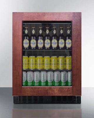 Summit ASDG2411PNRLHD 24" Wide Built-In Beverage Center with beer bottles, cans, and bottles on a white background