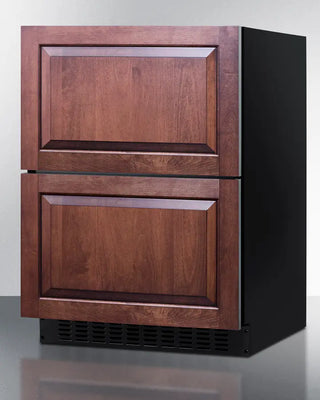 Summit ASDR2414PNR 24" Wide 2-Drawer All-Refrigerator with wooden panels on a white background