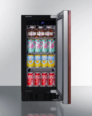 Summit ASDS1523IF 15" Wide Built-In All-Refrigerator with drinks on a white background