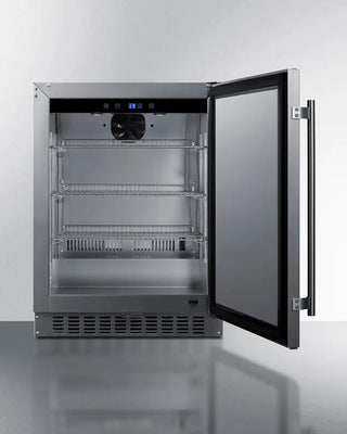 Summit ASDS2413CSS 24" Wide Built-In All-Refrigerator with open door on a white background
