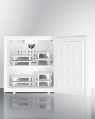 White Summit AZAR2W 19" Wide Allergy-Free All-Refrigerator with open door on a white background