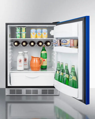 Open Summit BAR631BKB 24" Wide All-Refrigerator with various items inside on a white background