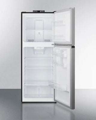 Empty Summit BKRF1089PL 24" Wide Break Room Refrigerator-Freezer door open on a white background