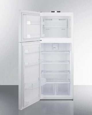 White Summit BKRF151WLHD 28" Wide Top-Mount Refrigerator-Freezer with open doors on a white background