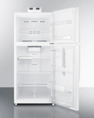 White Summit BKRF21W 30" Wide Break Room Refrigerator-Freezer with open doors on a gray background